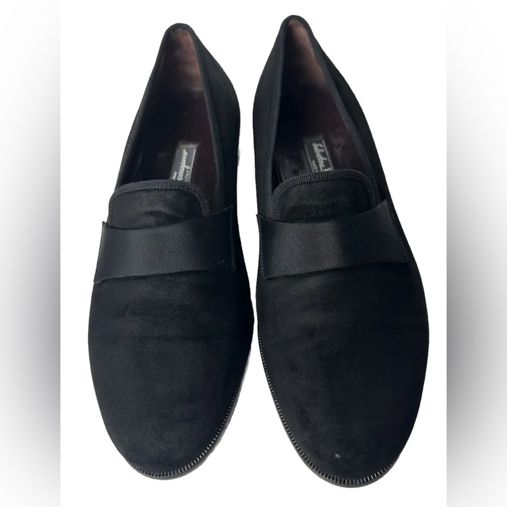 Salvatore Ferragamo Loafer Slip On Shoes Black Suede 7.5 US